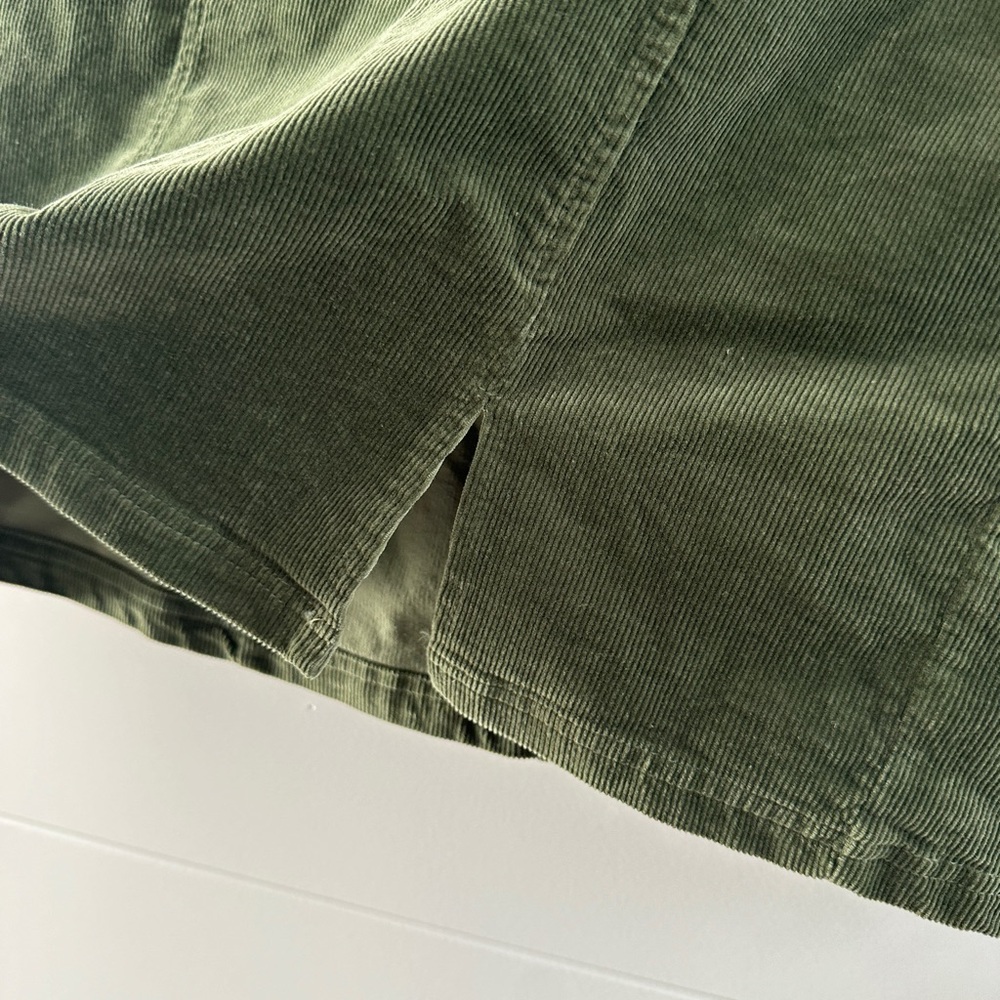 Emory Park Olive Green Corduroy Mini Skirt Slit Fall Casual Chic | NWT Size M - Picture 8 of 11